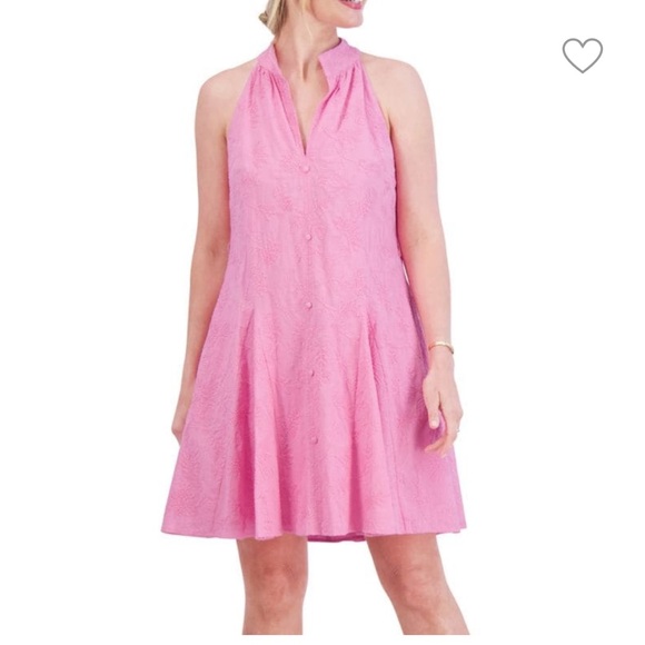 NWT Eliza J Pink Embroidered A-Line Mini Dress Size 4 - Picture 2 of 5